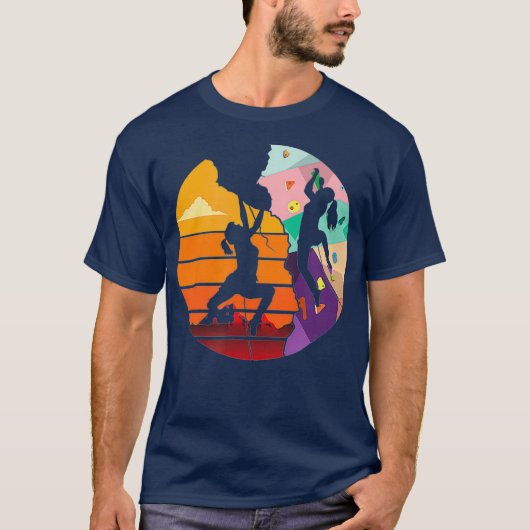 Retro Rock Climbing Wand Klettern T-Shirt (Vorderseite)