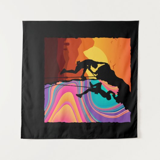 Retro Rock Climbing Wand Klettern Wandteppich (Vorderseite (Horizontal))