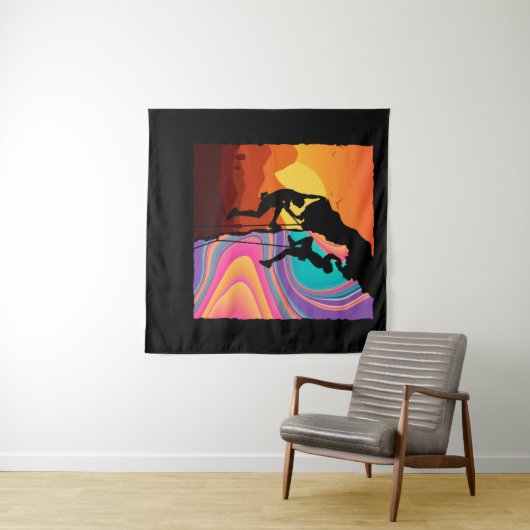 Retro Rock Climbing Wand Klettern Wandteppich (Beispiel (Horizontal))