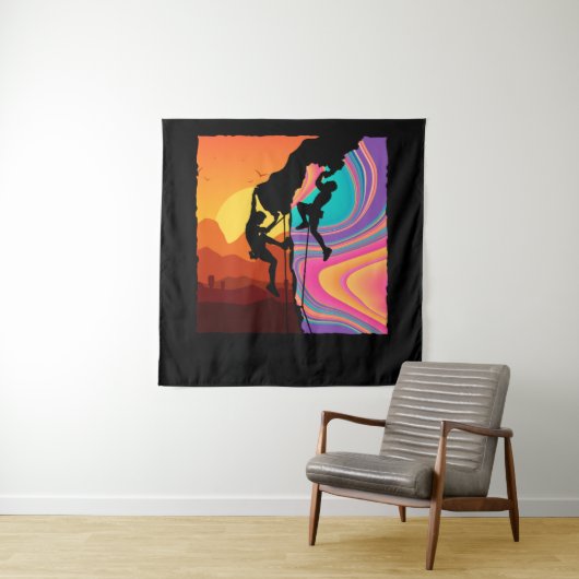 Retro Rock Climbing Wand Klettern Wandteppich (Beispiel)