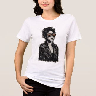 Retro Rock Girl Graphic – Grunge Vintage ArT-Shirt Tri-Blend Shirt