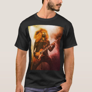 Retro Rock Löwe E-Gitarre T-Shirt