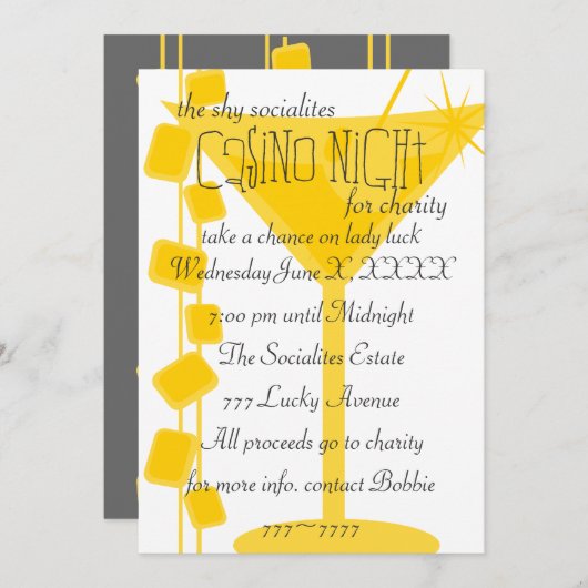 Retro Rock Martini Einladung (Vorne/Hinten)