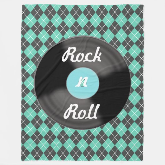 Retro Rock n Roll Schallplatten-Fleece-Decke Gesch Fleecedecke (Vorderseite)