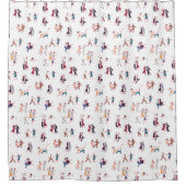 Retro Rock & Roll, Jiving, Tanzhintergrund Duschvorhang (Vorderseite)