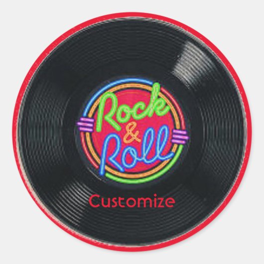 Retro Rock & Roll Vinyl Runder Aufkleber (Vorderseite)