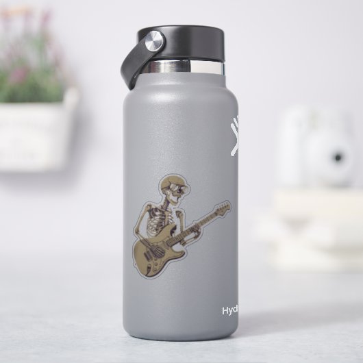 Retro Rock Skeleton Guitar Graphic Aufkleber (HydroFlask)