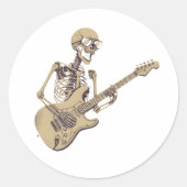 Retro Rock Skeleton Guitar Graphic Runder Aufkleber (Vorderseite)