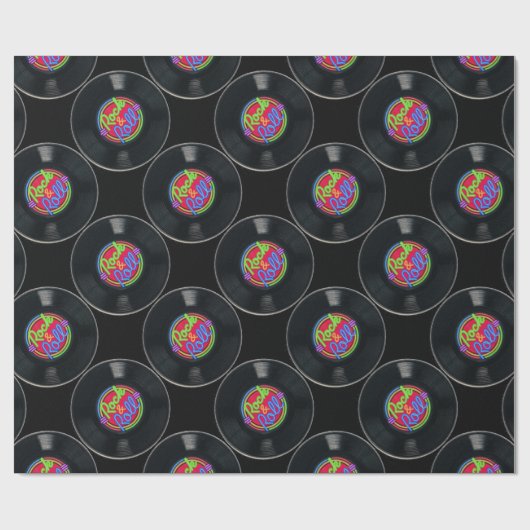 Retro Rock-u. RollenvinylPackpapier Geschenkpapier (Flach)