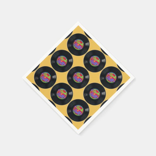Retro Rock und Roll Vinyl Pattern Napkins Serviette (Ecke)