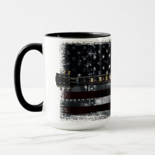 RETRO ROCK Vintage E-Gitarre Amerikanische Flagge Tasse
