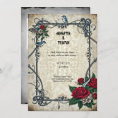 Retro Rockabilly Blue Bird Tattoo Goth Wedding Einladung (Vorne/Hinten)