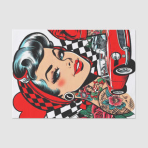 Retro Rockabilly Girl Comic Seidenpapier