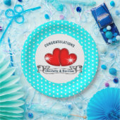 Retro Rockabilly Hearts Wedding Pappteller (Party)