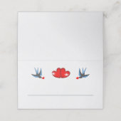 Retro Rockabilly Hearts Wedding Platzkarte (Außenseite Aufgefaltet)