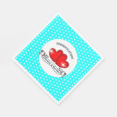 Retro Rockabilly Hearts Wedding Serviette (Ecke)