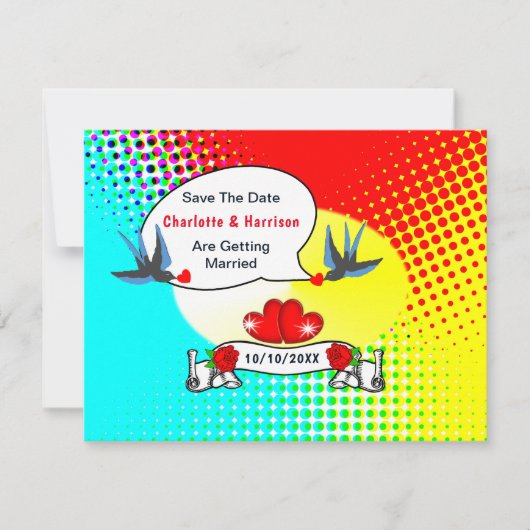 Retro-Rockabilly-Hochzeit Save The Date (Vorderseite)