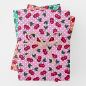 Retro-Rockabilly-Kirschen auf Polka-Punkten Geschenkpapier Set (Beispiel)
