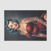 Retro Rockabilly Pinup Frau Dekoupage