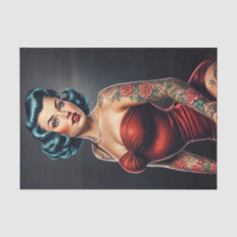 Retro Rockabilly Pinup Frau Dekoupage Seidenpapier