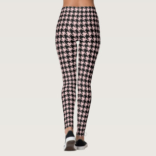 Retro Rockabilly Rosa Schwarz Houndstooth Leggings