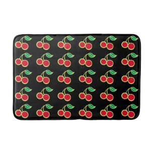 Retro Rockabilly Roter Kirsch-Badezimmer-Badmatte  Badematte
