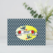 Retro Rockabilly Wedding RSVP der 50er Jahre Karte (Stehend Vorderseite)