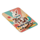 Retro rockender Hase Gruß Magnet (Rechte Seite)