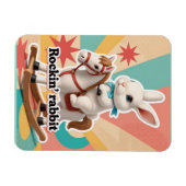 Retro rockender Hase Gruß Magnet (Horizontal)