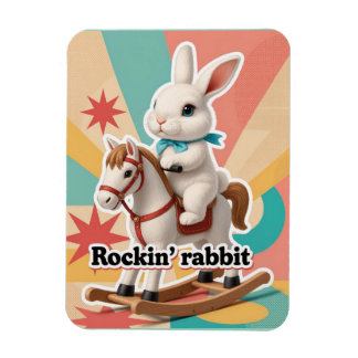 Retro rockender Hase Gruß Magnet