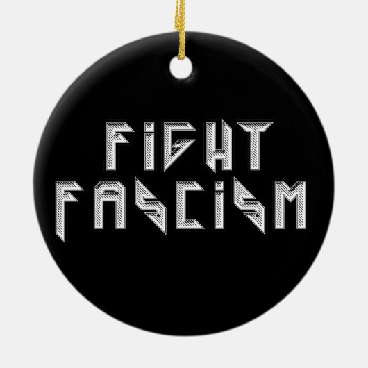 Retro Rocker - Faschismus bekämpfen Keramik Ornament (Hinten)