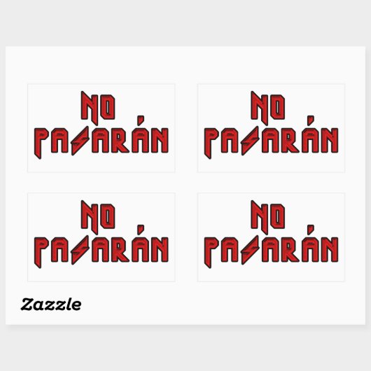 Retro Rocker - Kein Pasaran Rechteckiger Aufkleber (Blatt)