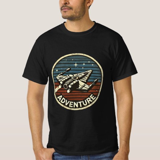 Retro Rocket Adventure im Weltraum T-Shirt (Vorderseite)