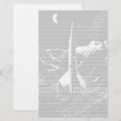 Retro Rocket auf unfruchtbarem Planeten Briefpapier (Vorne/Hinten)