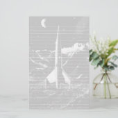 Retro Rocket auf unfruchtbarem Planeten Briefpapier (Stehend Vorderseite)