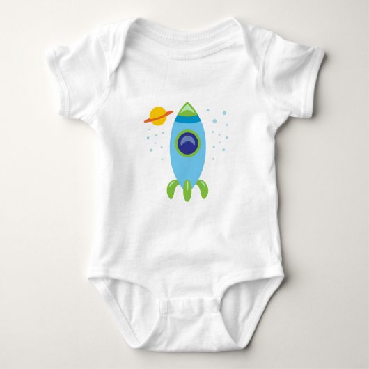 Retro Rocket Baby Strampler (Vorderseite)
