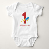 Retro Rocket Birthday - Personalizable Baby Strampler (Vorderseite)