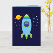 Retro Rocket Karte (Gelbe Blume)