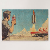 Retro Rocket Launch Poster Puzzle (Horizontal)