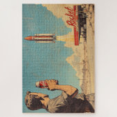Retro Rocket Launch Poster Puzzle (Vertikal)