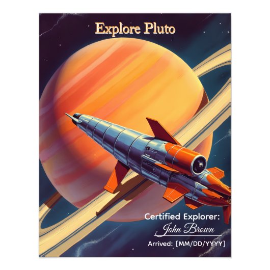 Retro Rocket Launch Poster - Vintage Space Age (Vorne)