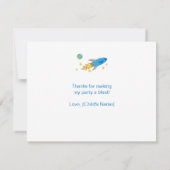 Retro Rocket-Schiff danken Ihnen zu kardieren Dankeskarte (Rückseite)