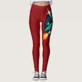 RETRO ROCKET SCHIFF GRAFIK RED LEGGINGS (Vorderseite)