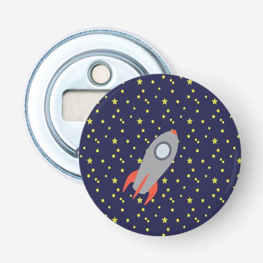 Retro Rocket-Schiff mit Sternchen-Vereinbarung Flaschenöffner (Vorderseite)