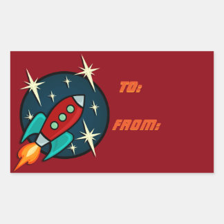 RETRO-ROCKET-SCHIFFFAHRTSCHIFFFAHRT-STICKER RECHTECKIGER AUFKLEBER