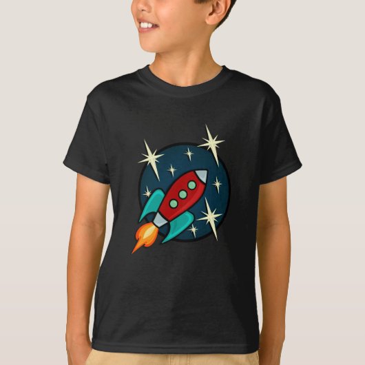 RETRO ROCKET-SCHIFFS-GRAFIK-T - SHIRT (Vorderseite)