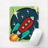 RETRO ROCKET-SCHIFFS-GRAFISCHE VERTIKALE MOUSEPAD (Mit Mouse)