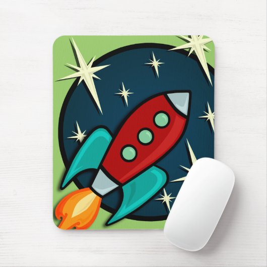 RETRO ROCKET-SCHIFFS-GRAFISCHE VERTIKALE MOUSEPAD (Mit Mouse)