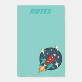 RETRO ROCKET-SCHIFFS-GRAFISCHER POST-ITnotizblock Post-it Klebezettel (Vorderseite)
