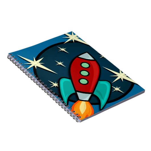 RETRO ROCKET-SCHIFFS-ILLUSTRATIONS-GEWUNDENES NOTIZBLOCK (Rechte Seite)